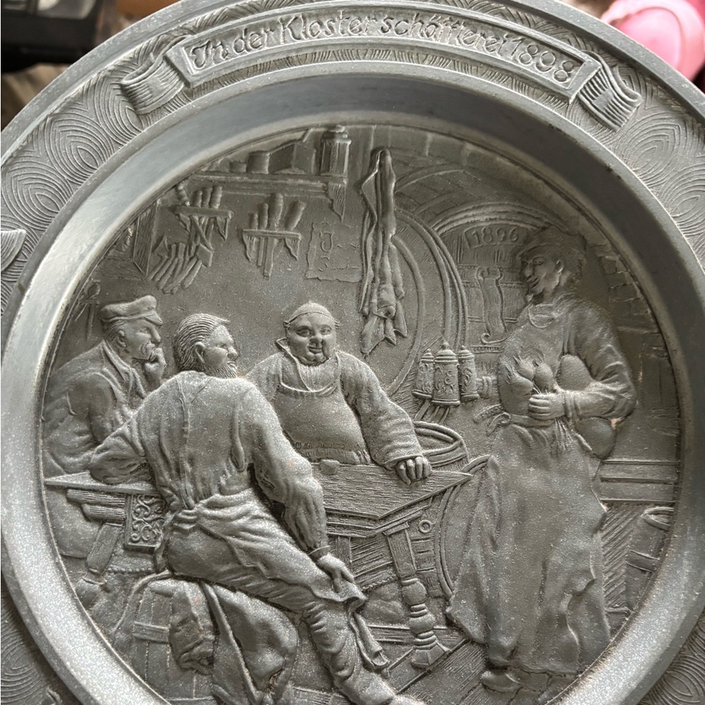 Eduard von Grützner pewter wall plate